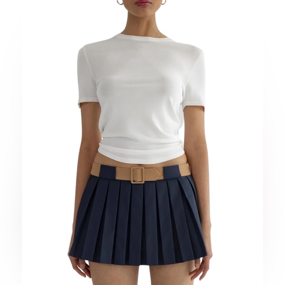 Navy micro pleated skirt skort